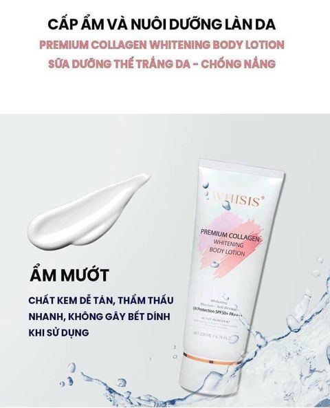 Kem Dưỡng Thể Trắng Da Chống Nắng WHISIS Premium Collagen Whitening Body Lotion 200ml