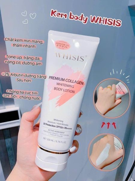 Sữa dưỡng thể làm trắng da chống nắng WHISIS Premium Collagen Whitening Body Lotion