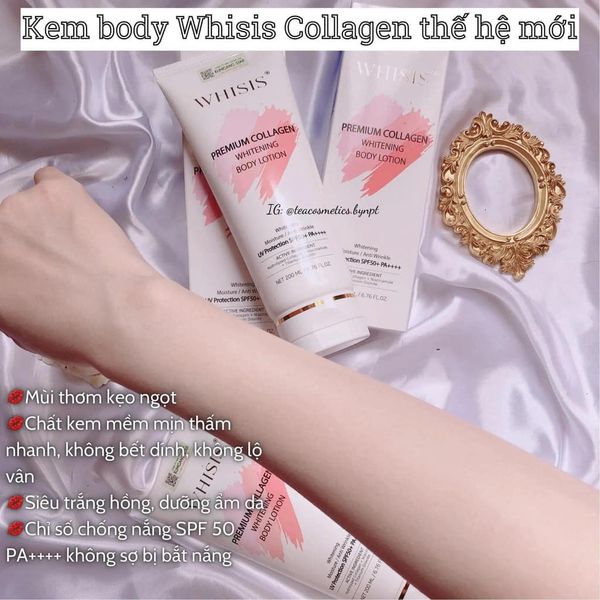 Sữa dưỡng thể làm trắng da chống nắng WHISIS Premium Collagen Whitening Body Lotion