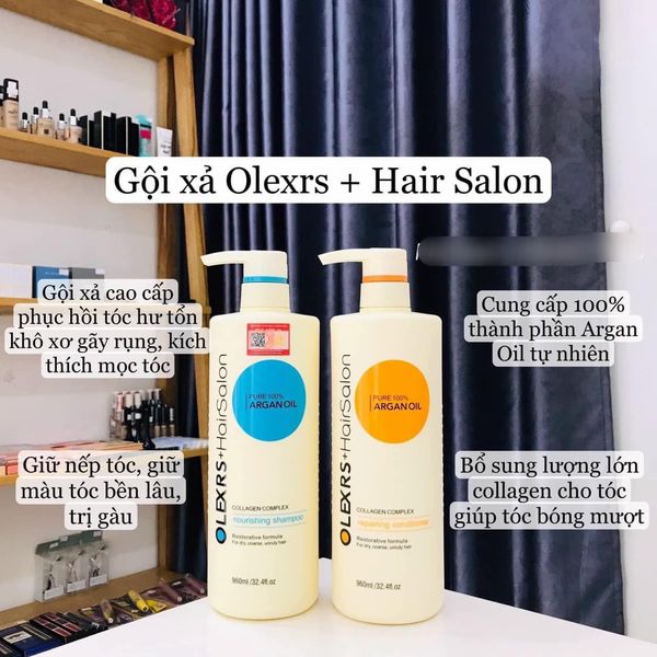 Bộ Dầu Gội  Xả Olexrs Argan Oil Collagen Hair Salon 500ml Cho Tóc Khô Xơ, Hư Tổn