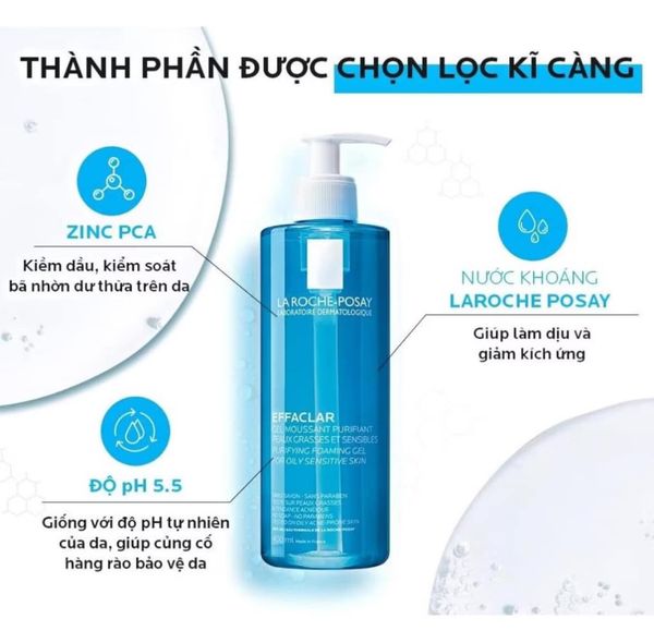 Gel Rửa Mặt La Roche-Posay Effaclar Purifying Foaming Gel For Oily Sensitive Skin