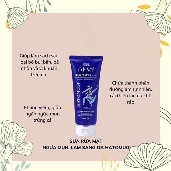 Sữa Rửa Mặt Ý Dĩ Hatomugi Acne Care & Facial Washing Ngừa Mụn 130g