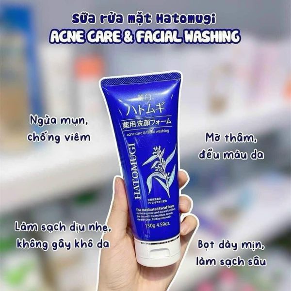 Sữa Rửa Mặt Ý Dĩ Hatomugi Acne Care & Facial Washing Ngừa Mụn 130g