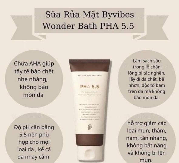 Sữa rửa mặt Byvibes Wonder Bath PH Balancing PHA 5.5 Cleansing Foam