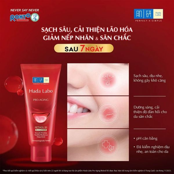 Sữa Rửa Mặt Hada Labo Màu Đỏ Pro Anti Aging Chống Lão Hoá 80g