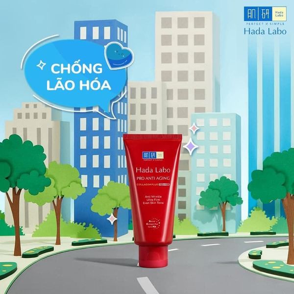 Sữa Rửa Mặt Hada Labo Màu Đỏ Pro Anti Aging Chống Lão Hoá 80g