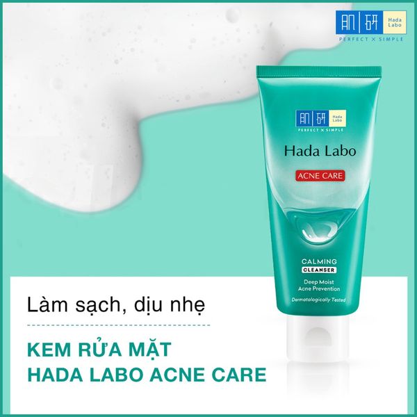 Sữa rửa mặt Hada Labo cho da dầu mụn, da nhạy cảm Hada Labo Acne Care Calming Cleanser 80g