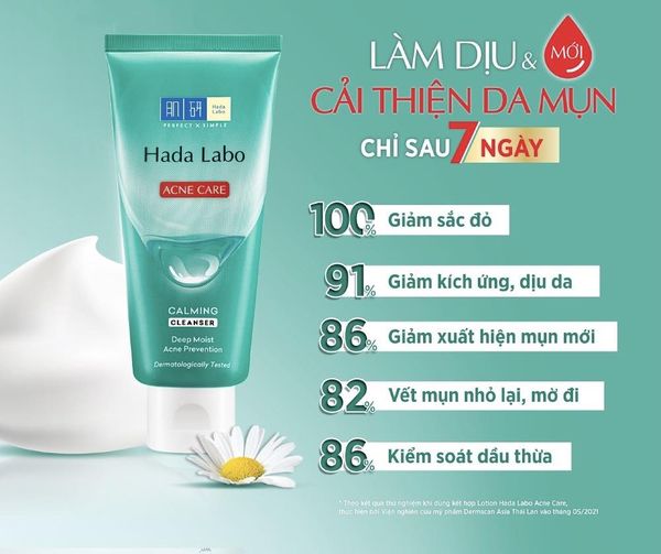 Sữa rửa mặt Hada Labo cho da dầu mụn, da nhạy cảm Hada Labo Acne Care Calming Cleanser 80g