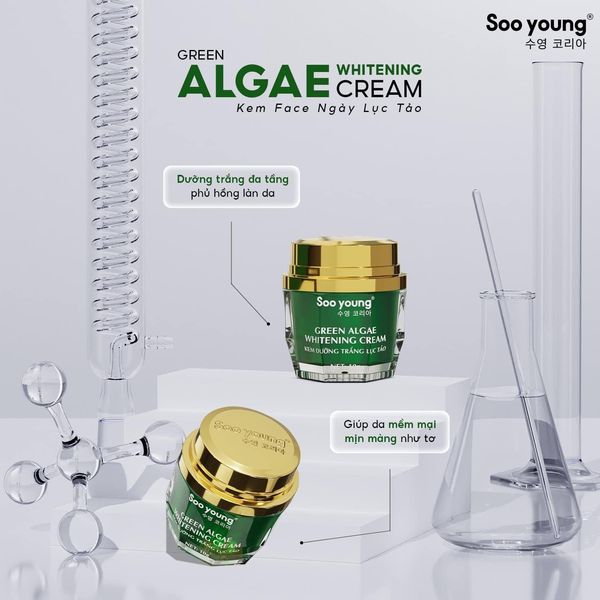 Kem Face Xanh Dưỡng Trắng Da Soo Young Mini Green Algae Whitening Cream Vitamin buổi sáng cho các nàng là một em bé xanh xanh này đây