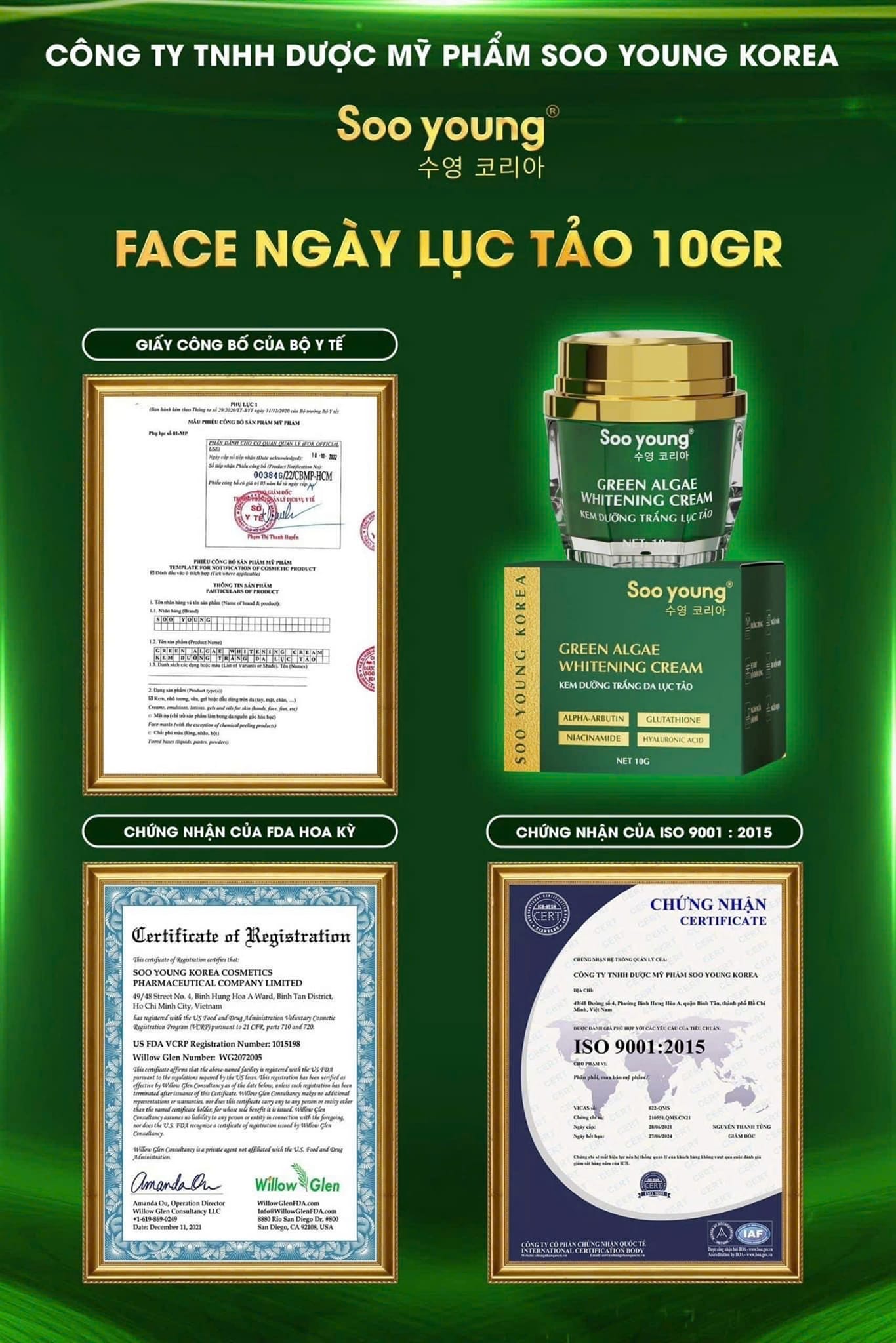 Kem Face Xanh Dưỡng Trắng Da Soo Young Mini Green Algae Whitening Cream Vitamin buổi sáng cho các nàng là một em bé xanh xanh này đây