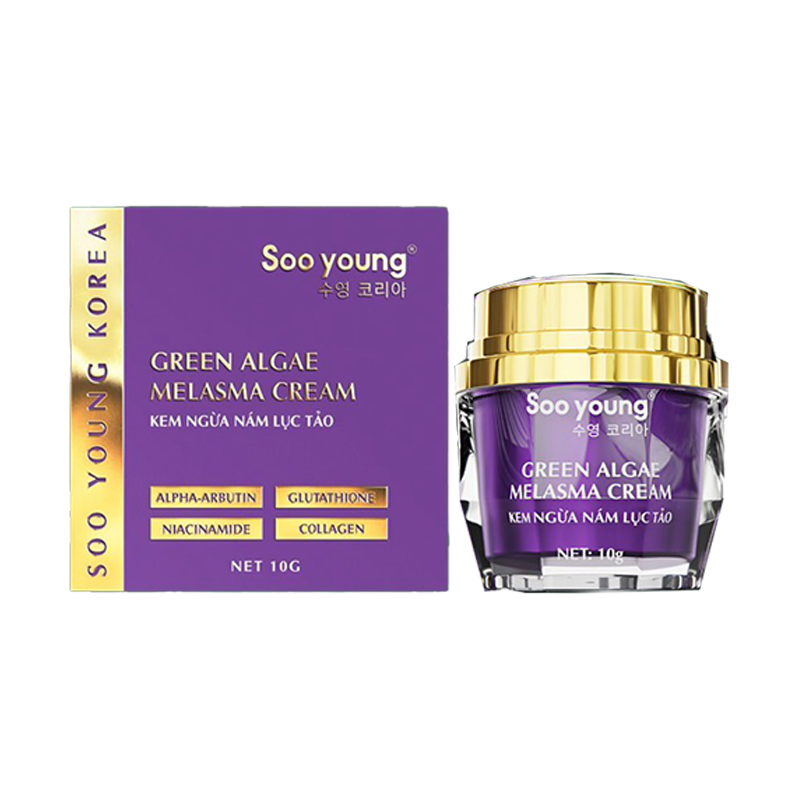 Kem Face Tím mini hỗ trợ Giảm Nám Soo Young Mini Green Algae Melasma Cream 10g Phá vỡ rào cản  Xóa mờ sạm nám