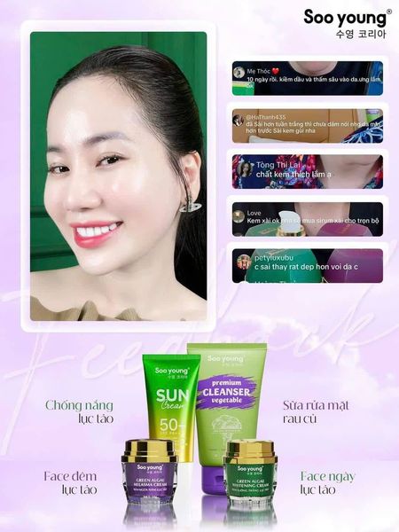 Combo Face ngày đêm tím xanhMiNi và Serum Tinh Chất Collagen Essence Lục Tảo Soo young