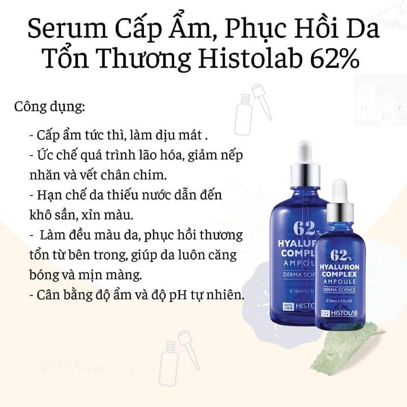 Vị cứu tinh của làn da thô ráp thiếu sức sống Serum Histolab 62% Hyaluron Complex Ampoule Derma  HA 62% xanh dương