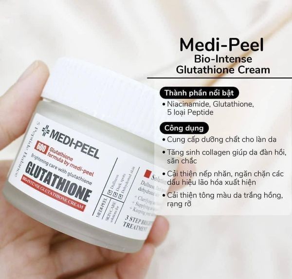 Ưu điểm của Kem Dưỡng Hỗ Trợ Dưỡng Trắng, Giảm Thâm Nám, Làm Đều Màu Da Medi-Peel Bio-Intense Glutathione White Cream