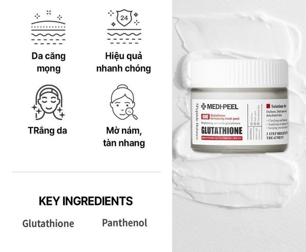 Ưu điểm của Kem Dưỡng Hỗ Trợ Dưỡng Trắng, Giảm Thâm Nám, Làm Đều Màu Da Medi-Peel Bio-Intense Glutathione White Cream