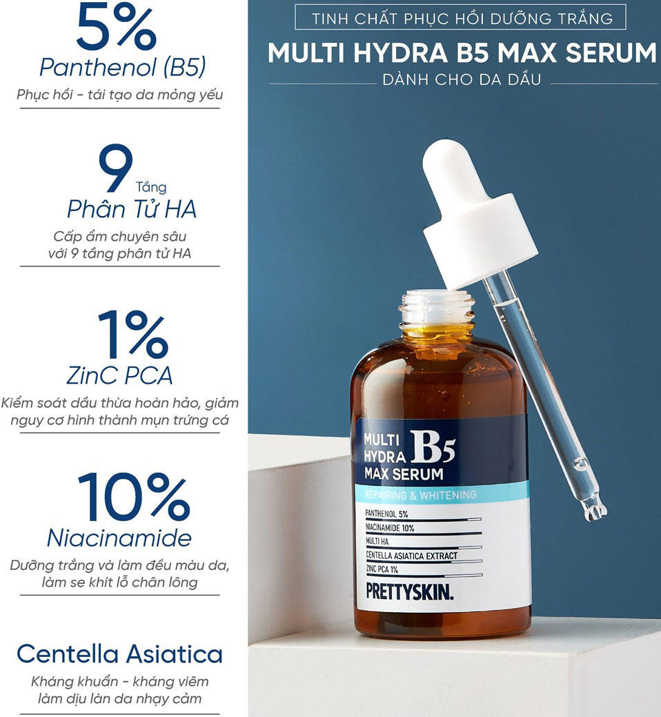 Serum B5 Prettyskin Multi Hydra Max Serum Cho Da Dầu Mụn 50ml