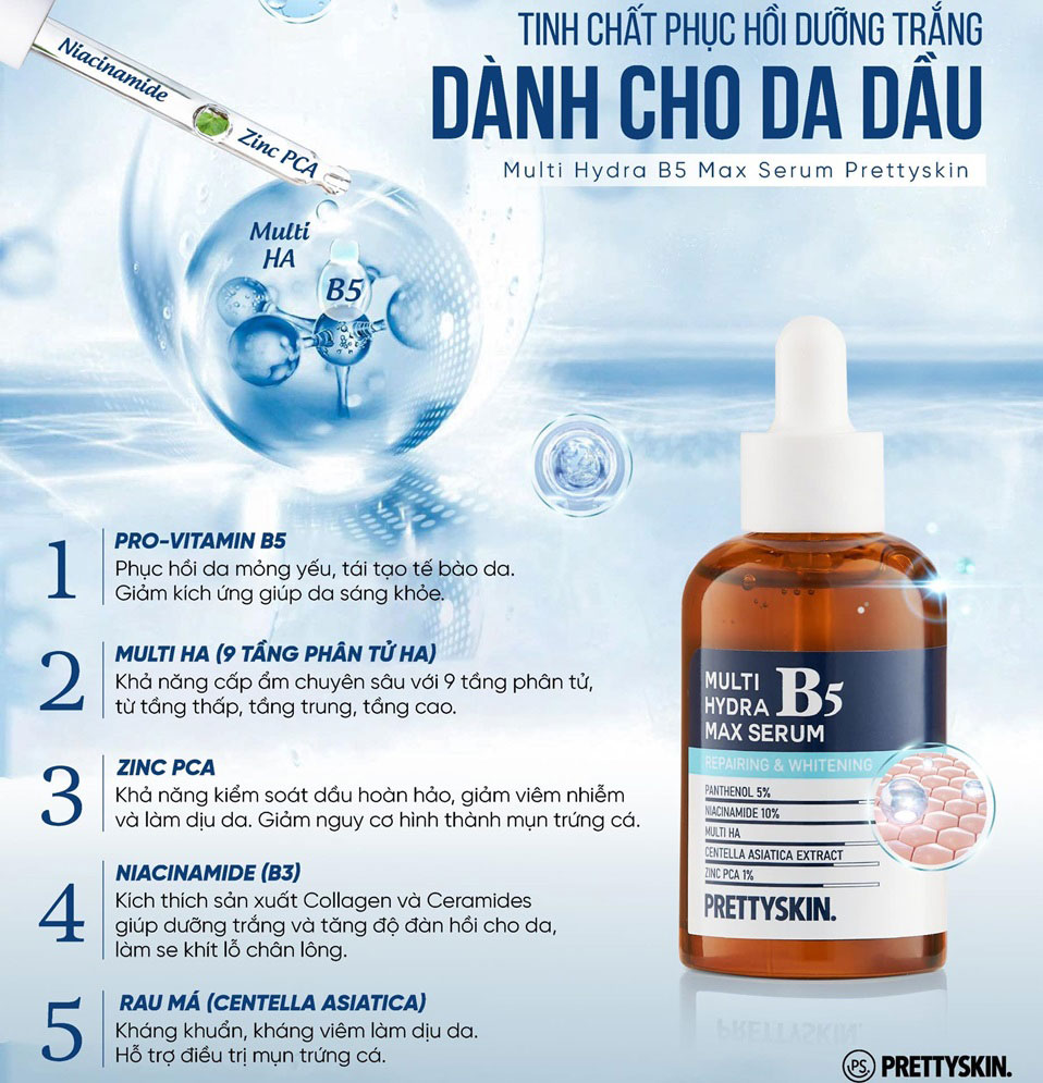 Serum B5 Prettyskin Multi Hydra Max Serum Cho Da Dầu Mụn 50ml