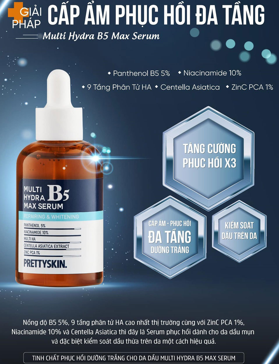 Serum B5 Prettyskin Multi Hydra Max Serum Cho Da Dầu Mụn 50ml