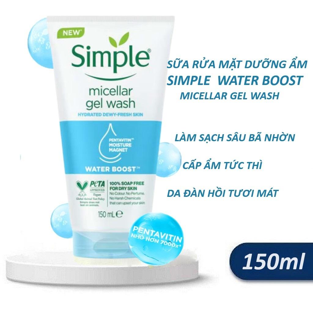 Sữa Rửa Mặt Simple Micellar Gel Wash Cho Da Dầu Mụn 150ml