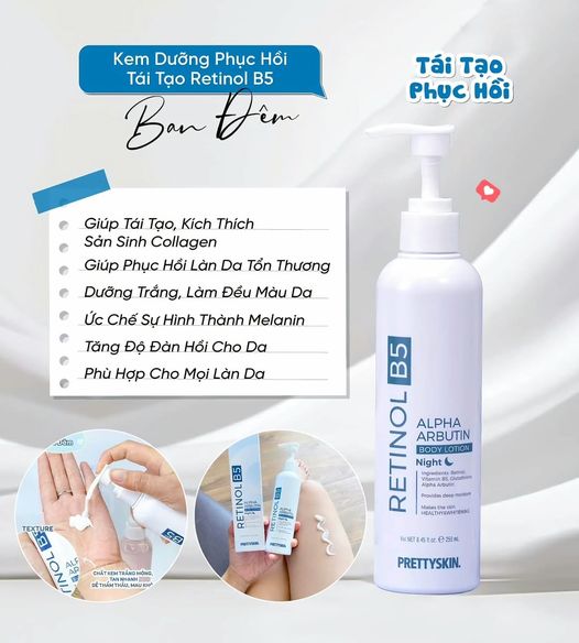 Kem Dưỡng Body Treatment Ban Đêm Retinol B5 Alpha Arbutin Body Lotion