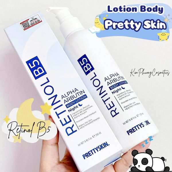 Kem Body Prettyskin Màu Xanh Ban Đêm Retinol B5 Alpha Arbutin Body Lotion 250ml