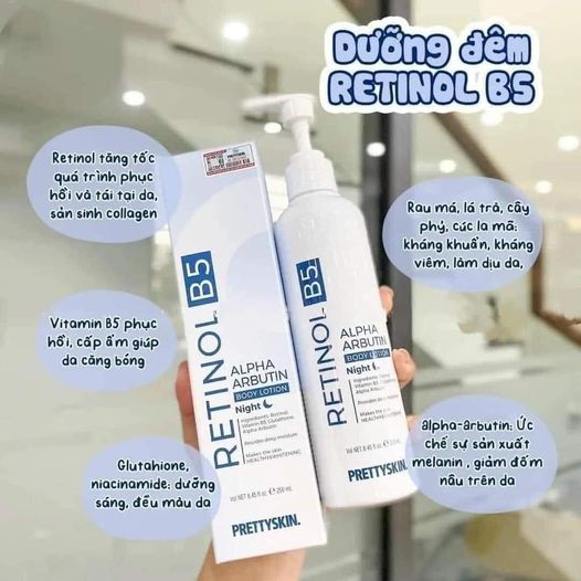 Kem Dưỡng Body Treatment màu xanh Ban Đêm Retinol B5 Alpha Arbutin Body Lotion