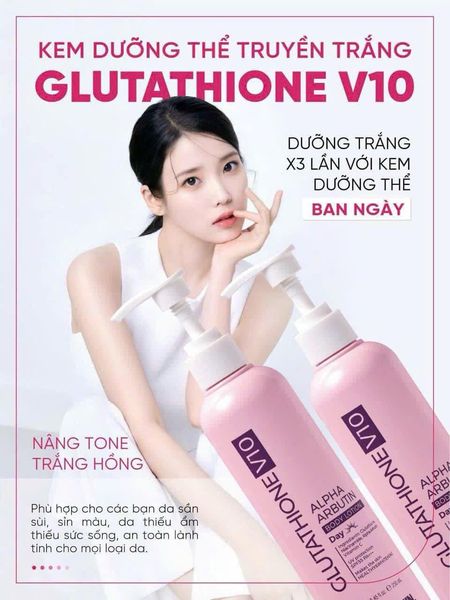 Dưỡng Thể Trắng Da Chống Nắng Ban Ngày PrettySkin Body Glutathione V10 Alpha Arbutin Body Lotion 250ml Hồng