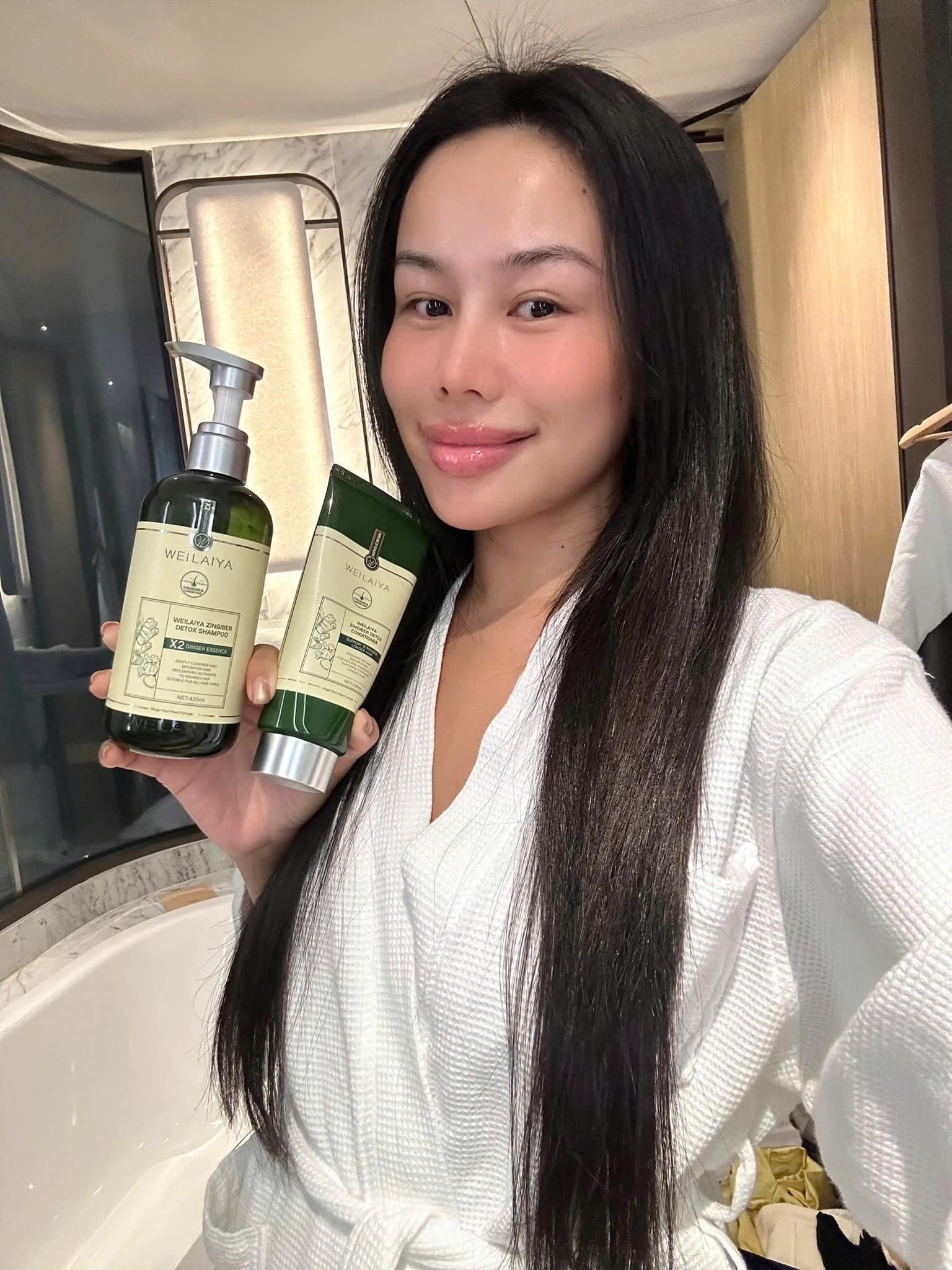 Set Dầu gội xả gừng màu xanh Weilaiya hoạt chất peptide phiên bản thượng lưu Luxury hơn x2 mọc tóc