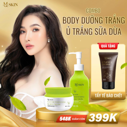 Combo Ủ Trắng Sữa Dừa Và Body Dưỡng Da Mq Skin Hỗ Trợ Làn Da Trắng Sáng Tặng Kèm Tẩy Da Chết Cafe