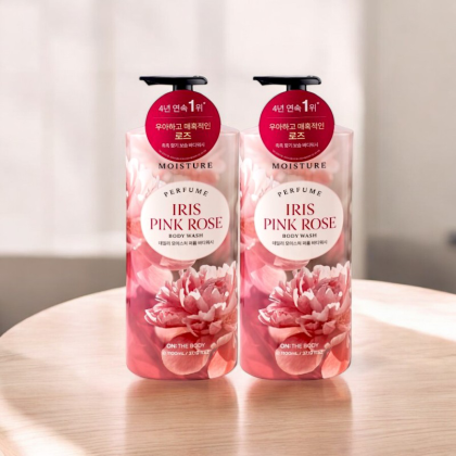 Sữa Tắm Nước Hoa On The Body Màu Hồng Iris Pink Rose 1100ml cho làn da mịn màng ngay cả sau khi tắm