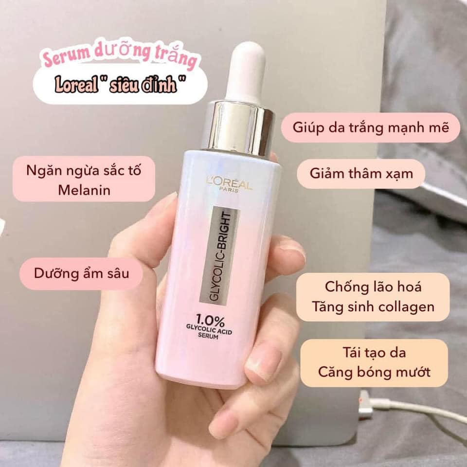 Loreal Dưỡng chất Glycolic  Bright Instant Glowing Serum 1% Glycolic Acid 30ml