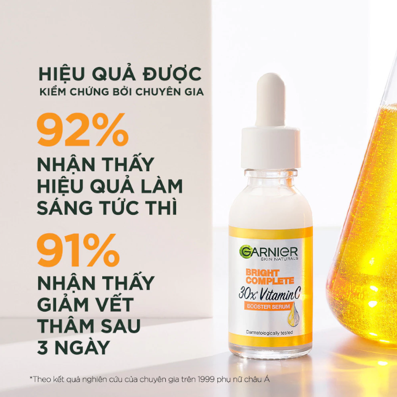 Tinh Chất Garnier Tăng Cường Sáng Da Mờ Thâm Bright Complete 30x Vitamin C Booster Serum 30ml