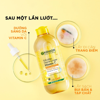 Nước Làm Sạch & Tẩy Trang Garnier Micellar Cleansing Water Vitamin C Sáng Da 400ml