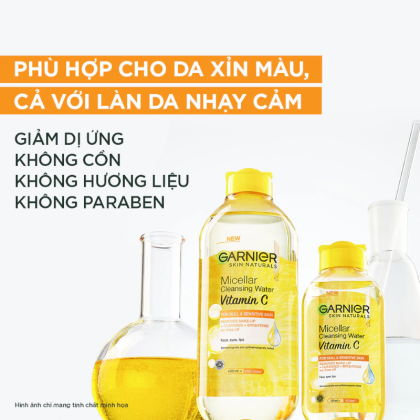 Nước Làm Sạch & Tẩy Trang Garnier Micellar Cleansing Water Vitamin C Sáng Da 400ml