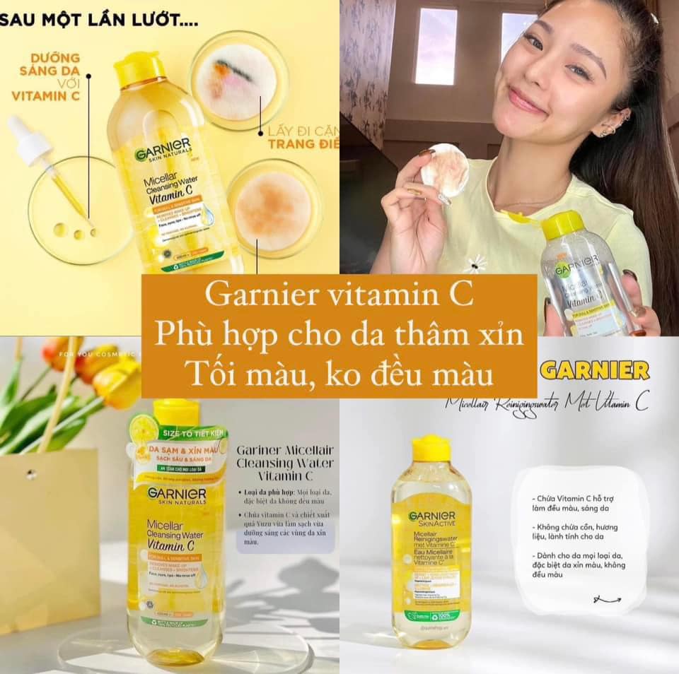 Tẩy trang Garnier Micellar Cleansing Water Vitamin C 400ml