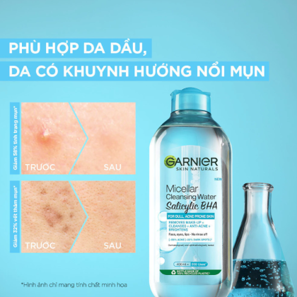 Nước Tẩy Trang Garnier Micellar Cleansing Water Salicylic BHA 400ml