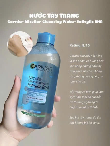 Nước Tẩy Trang Garnier Nắp Xanh Micellar Cleansing Water Salicylic BHA Dành Cho Da Dầu Mụn