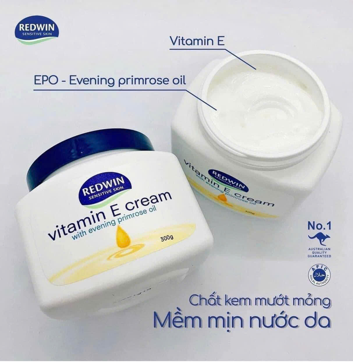 Kem Dưỡng Ẩm Sáng Da Vitamin E Redwin Úc (300g)