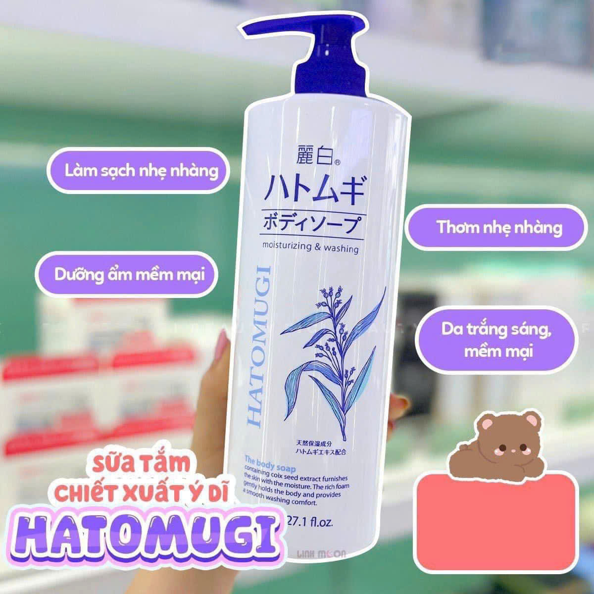 Sữa tắm ý dĩ Hatomugi  800ml của Nhật Bản