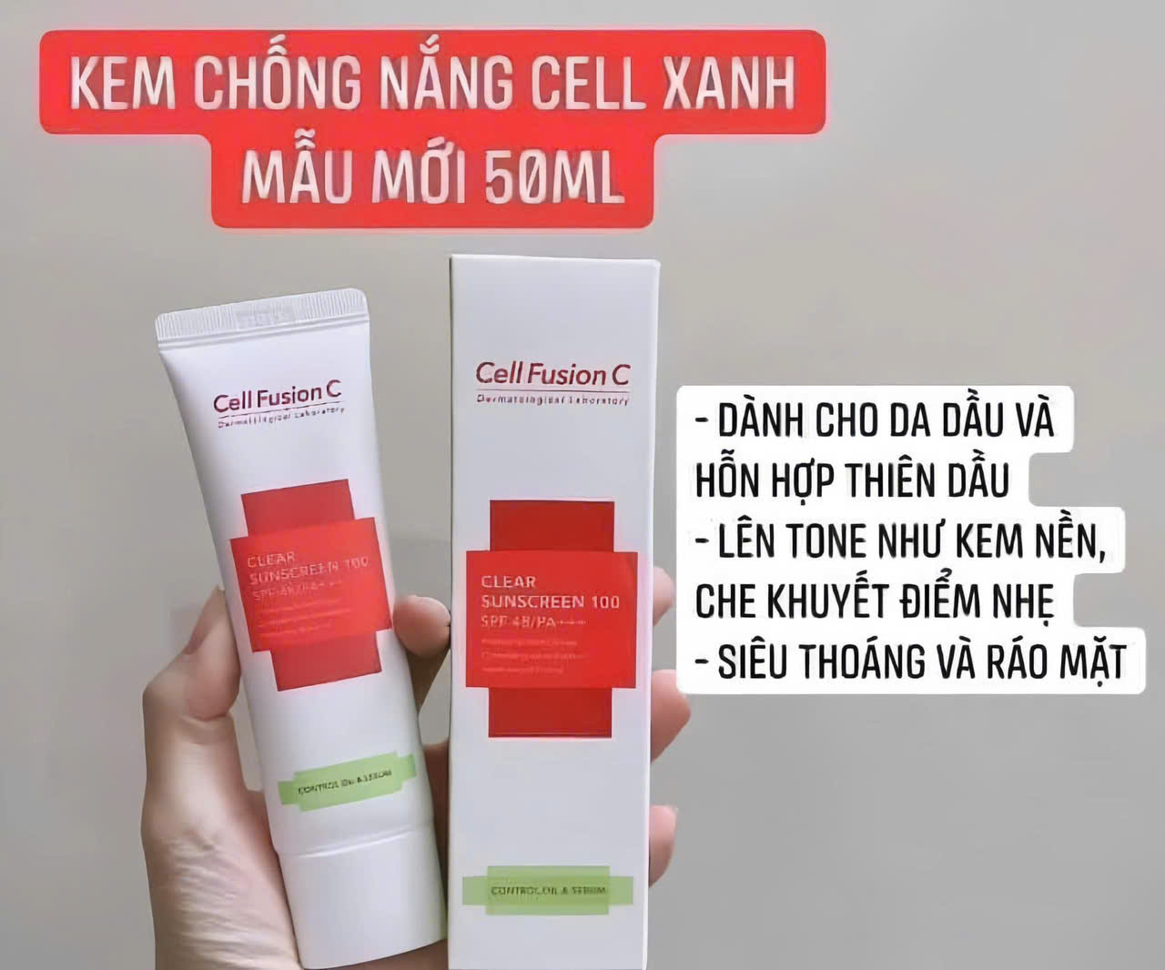 Kem Chống Nắng Nâng Tông Cell Fusion C Toning Sunscreen 100 giúp làm trắng chóng tia cực tím và cải thiện nếp nhăn