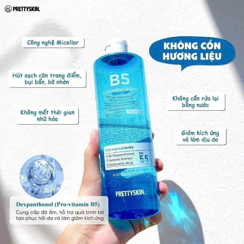 Với tẩy trang Hydra B5 Cleansing Water từ Prettyskin, bạn không cần phải lo lắng về việc làm sạch da