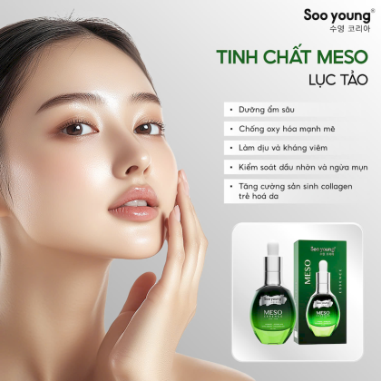 Serum Lục Tảo Soo Young Meso Essence 35ml Phiên Bản Mới  Tặng Sữa Rửa Mặt Mini