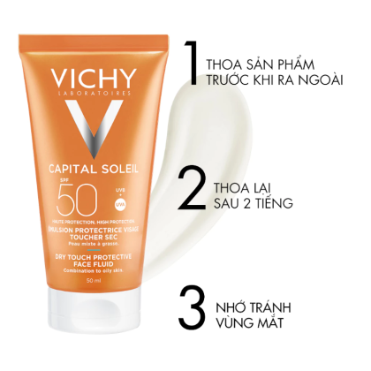 Kem chống Nắng Vichy Capital Soleil Dry Touch Face Fluid SPF50 UVA+UVB