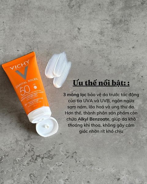 Kem chống Nắng Vichy Capital Soleil Dry Touch Face Fluid SPF50 là sản phẩm kem chống nắng giúp bảo vệ da trước tác hại của tia UVB và tia UVA