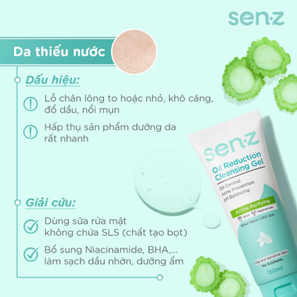 Gel Rửa Mặt Senz Oil Reduction Cleansing Gel 150ml  với thành phần tự nhiên là khổ qua