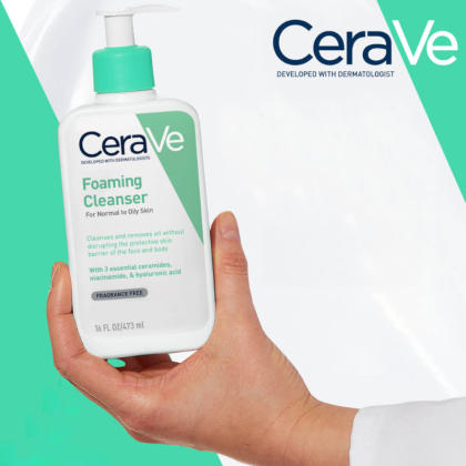 Sữa Rửa Mặt Tạo Bọt Dịu Nhẹ Cerave Foaming Cleanser Màu Xanh Ngọc  Dành cho da dầu