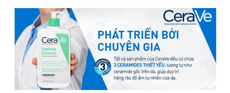 Sữa Rửa Mặt Tạo Bọt Dịu Nhẹ Cerave Foaming Cleanser Màu Xanh Ngọc  Dành cho da dầu