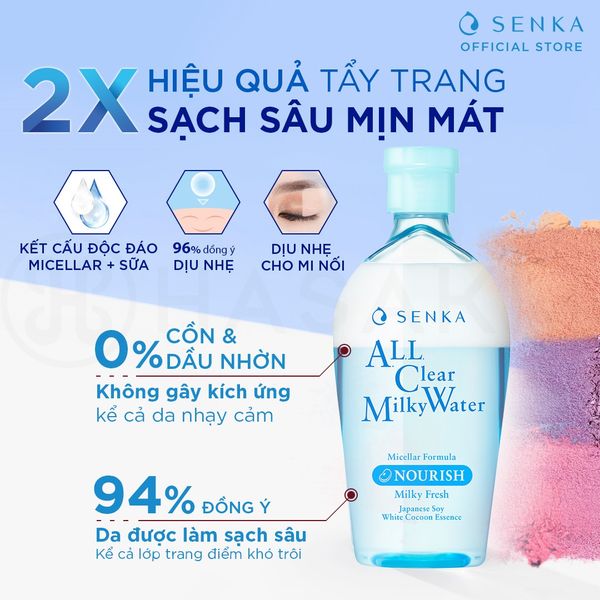 Nước Sữa Tẩy Trang Senka 2 Lớp Sạch Sâu & Dịu Mát All Clear Milky Water Nourish 230ml