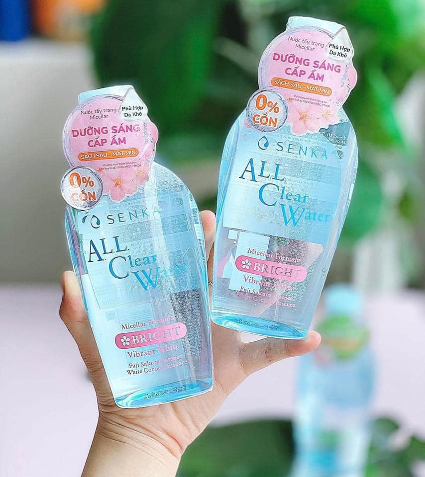 Nước Tẩy Trang Senka All Clear Water Micellar Formula Bright Cấp Ẩm Dưỡng Sáng Da 230ml Hồng