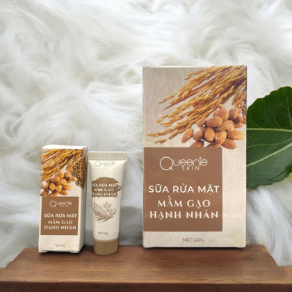 Sữa Rửa Mặt Mầm Gạo Hạnh Nhân Queenie Skin 120g Phiên Bản Mới